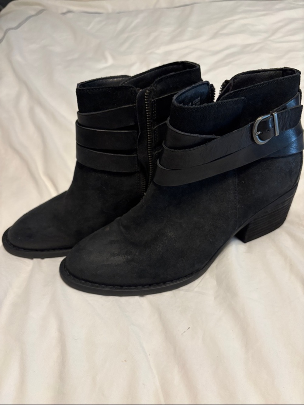 BORN Black Women's Ankle Boot with Buckle Strap